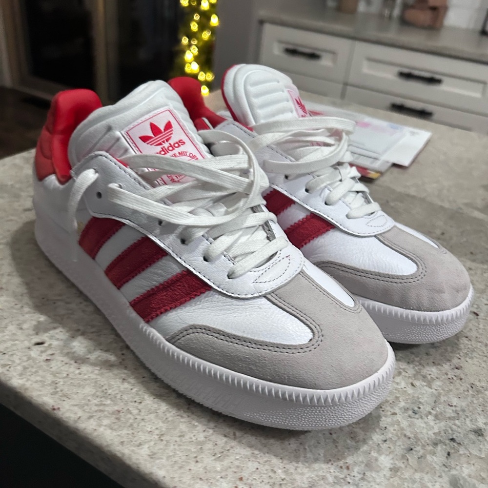 Adidas Red and White Samba Sneakers